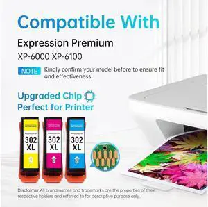 LEMERO Remanufactured Ink Cartridge Replacement  302 XL 302XL T302XL to use with Expression Premium XP-6100 XP 6100 XP-6000 (1 Cyan, 1 Magenta, 1 Yellow, 3 Pack)