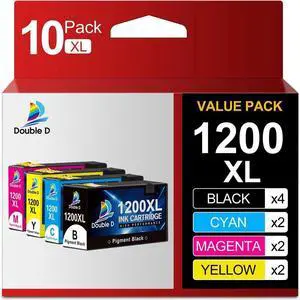 DOUBLE D Maxify 1200 Ink Cartridges Compatible  PGI-1200XL PGI 1200 XL Pigment, High Yield Work with Maxify MB2720 MB2050 MB2350 MB2320 MB2020 MB2120 (4BK,2C,2M,2Y) 10 Pack