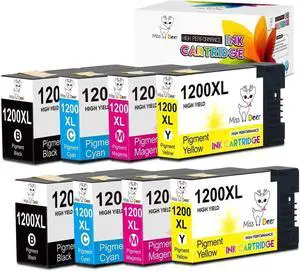 Miss Deer 1200XL Pigment Ink Cartridges Compatible  PGI-1200XL PGI 1200 XL,Work with Maxify MB2720 MB2050 MB2350 MB2320 MB2020 MB2120 (2BK,2C,2M,2Y) 8 Pack