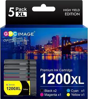 GPC Image Compatible Ink Cartridge Replacement  PGI-1200XL PGI-1200 XL 1200XL to use with MAXIFY MB2320 MB2020 MB2720 MB2120 MB2050 MB2350 Printer (Black, Cyan, Magenta, Yellow, 5-Pack)