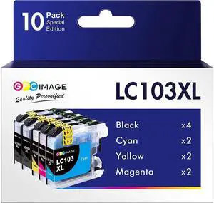 GPC Image Compatible Ink Cartridge Replacement for Brother LC103 XL LC101 LC103XL LC101BK Compatible with MFC-J870DW MFC-J475DW MFC-j470DW MFC-J450DW MFC-J875DW MFC-J6920DW Printer Tray (10 Pack)