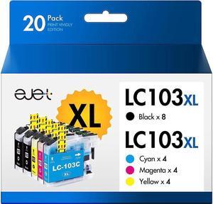 ejet 20 PCS LC103 LC101 Ink Cartridges Replacement for Brother LC-103XL LC103XL LC103 XL for MFC-J870DW MFC-J6920DW MFC-J6520DW MFC-J450DW MFC-J470DW MFC-J470DW(8 Black, 4 Cyan, 4 Magenta, 4 Yellow)