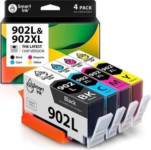 Smart Ink Compatible Ink Cartridge Replacement  902 XL 902XL (4 Pack) Advanced Chip Technology to use with Officejet 6951 6954 6956 6958 6950 Officejet Pro 6968 6974 6975 6960 (Black L & C/M/Y)