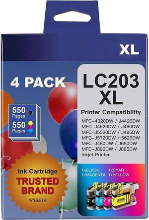 4pk LC203XL LC-203XL Ink Set For Brother LC201 MFC-J460dw MFC-J480dw MFC-J485dw