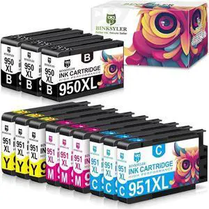 BINKSYLER 950XL 951XL Ink Cartridges Replacement  950 951 950XL 951XL Combo Ink Work with Officejet Pro 8600 8610 8620 8630 8630 8625 8615 8100 Printer (3BK,3C,3M,3Y) 12 Pack