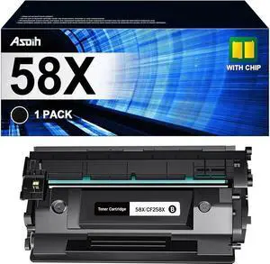 CF258X 58X Toner Cartridge Black Compatible  58X 58A Toner Cartridge CF258A ,  Laserjet Pro M428fdw M404n M404dn M428fdn M404 Toner, Enterprise M406dn M430f, 2 Black, with CHIP