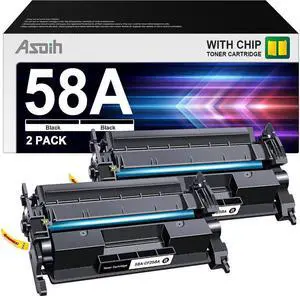 CF258A 58A Toner Cartridge Black (with Chip) Replacement for 58A Toner Cartridge 58A 58X CF258X Work  Laser Jet Pro MFP m428fdw M428fdn, pro M404n M404dn M404dw M404 Printer, 2 Black