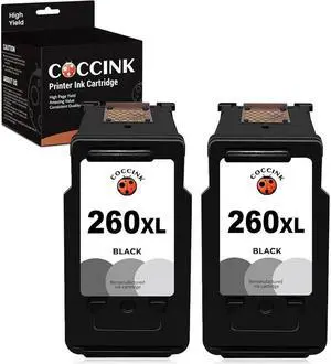 COCCINK 260XL Ink Cartridge Replacement  PG-260 XL Compatible TS5300 TS5320 TS6420 TS6420a TR7020 TR7020a TR7022 Printer High Yield Combo Pack(2 Black)