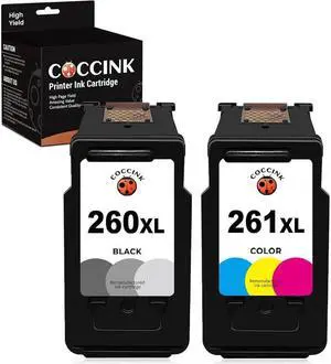 COCCINK 260XL 261XL Printer Ink Replacement  260 XL and 261 XL Ink Cartridges Compatible TS6420 TS6420a TS5300 TS5320 TR7020 TR7020a TR7022 Printer (1 Black 1 Tri-Color)