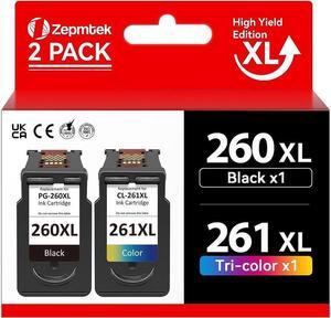 260XL 261XL Black Color Combo Pack Ink, 260 and 261 Ink Cartridges,for PG-260 CL-261, PG-260XL CL-261XL 260 261 for TS5300 TS5320 TR7020 TS6420 TR7022 Printer(1 Black,1 Color)