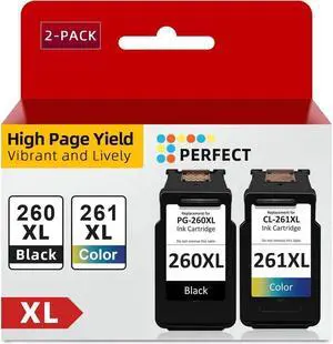 PG-260XL CL-261XL Ink Cartridges, Replacement for 260 261 260XL 261XL, for 260 and 261 Ink Cartridges Fit for TS6420 TR7020 TR7022 TS5300 TS5320 Printer(1 Black,1 Color)