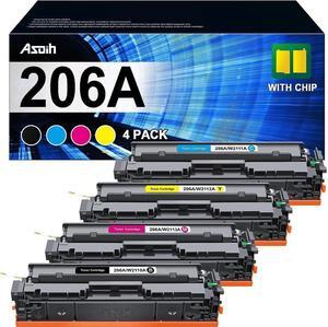 206A Toner Cartridges 4 Pack (with CHIP) Compatible  206A Toner Cartridges Set 206X, Work  Color Laserjet MFP M283fdw, MFP m283cdw, M255 M255dw, M283 Series, W2110A, 4 Pack
