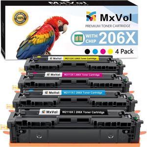 MxVol 206X Toner Cartridges 4 Pack High YieldShows Ink Level Compatible Replacement  206X 206A W2110X W2110A Work with Color Pro MFP M283fdw M255dw M283cdw M283 M255 Printer Ink (4 Pack)