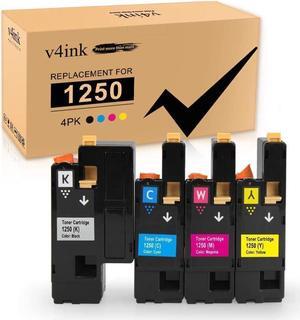 v4ink High Yield Compatible Toner Cartridge Replacement for Dell 1250 810WH C5GC3 XMX5D WM2JC (KCMY, 4-Pack) for use in Dell 1250c Dell C1760nw 1350cnw 1355cn 1355cnw C1765nf C1765nfw Printer