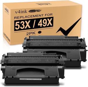 v4ink High Yield Compatible 49X 53X Toner Cartridge Replacement  49X Q5949X 53X Q7553X for use in P2015dn P2015 P2015d 1320 1320n 3390 3392 M2727nf P2014 P2010 Printer (Black,2 Packs)