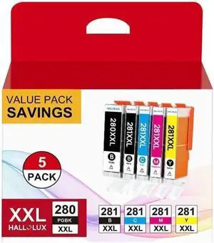 PGI-280XXL CLI-281XXL  280 281 Ink Cartridges Compatible with TR8520 TS9120 TR8620 TR7520 TS8220 TS6120 TR8600 TR8500 TR8622 (PGBK, Black, Cyan, Magenta, Yellow,5 Color Value Pack)