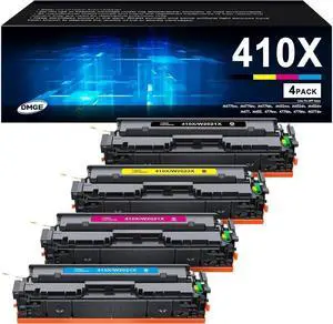 410A 410X Toner Cartridges - High Yield 4 Pack Compatible Replacement  410A 410X Color Laserj Pro MFP M477fnw toner, M477fdw toner, M452dn toner, Color Laserj Pro M477 M452 Series | CF410X