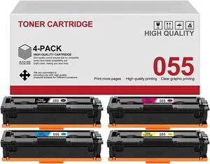 4 Pack (1BK+1C+1M+1Y) 055 CRG-055 Toner Cartridge Replacement for ImageClass MF746Cdw MF740C MF745Cdw LBP664Cdw Printer with chip
