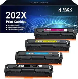 202X Toner Cartridge 4 Pack - High Yield 202A Compatible Replacement  Color Pro MFP M281fdw M281cdw M254dw, Color Laserjet Pro M281 M254 Series | CF500X