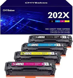 CMYBabee Compatible Toner Cartridges Replacement  202X 202A CF500A CF500X  Laserjet Pro M281fdw M254dw M254dn M254nw M281dw MFP M281fdn M281cdw M281 M254 (4 Packs)