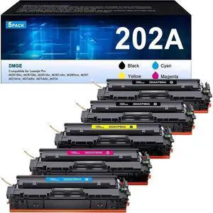 202A Toner Cartridges - Standard Yield 5 Pack 202X Compatible Replacement  Color Laserjet Pro MFP M281fdw Toner, M281cdw Toner Cartridges, Color Laserjet Pro M254 Series | CF500A