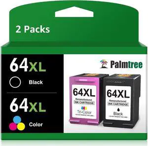 64XL Ink Cartridges Black and Color Replacement  64XL Ink Cartridge Combo Pack  Ink 64 XL Work with Envy Photo 7858 7855 7155 Envy Inspire 7255e 7955e Tango Series(1 Black, 1 Tri-Color)