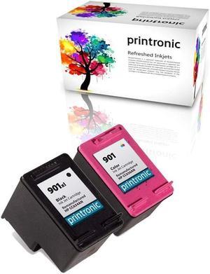 Printronic 2 Pack Remanufactured 901XL 901 Ink Cartridge  Officejet 4500 J4580 J4660 J4550 J4540 J4524 Printers (1 Black 1 Color)