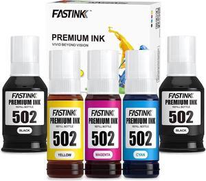 FASTINK Compatible T502 502 Refill Ink Bottle Kit for ET-2760 ET-2750 ET-3750 ET-4760 ET-4750 ET-3760 ET-15000 ET-3710 ET-3700 ET-2700 ST-2000 ST-3000 ET-2803 Printer, 5-Bottle