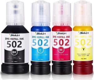 Xcinkjet T502 502 Dye Ink Work for ET-2760 ET4760 ET3750 ET2750 ET3710 ET4750 ET3700 ET2700 ET15000 ST2000 ST3000 ST4000 Printer (BK C M Y)