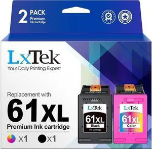LxTek Remanufactured Ink Cartridge Replacement for 61XL 61 XL to Compatible with Envy 4500 5530 5535 Deskjet 2540 1010 Officejet 4632 4634, High Yield(1 Black,1 Tri-Color, 2 Pack)