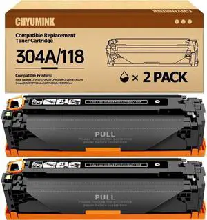 JC Toner Compatible for 304A CC530A Toner Cartridge for use with Color LaserJet CP2025 CP2025dn CM2320fxi mfp; imageCLASS MF726Cdw LBP766 ( Black, 2-Pack)