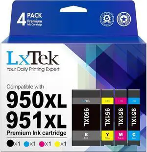 LxTek Compatible Ink Cartridges Replacement for 950XL 951XL 950 951 to use with OfficeJet Pro 8600 8610 8620 8630 8100 8625 8615 276dw 4 Pack (Black Cyan Magenta Yellow) High Yield