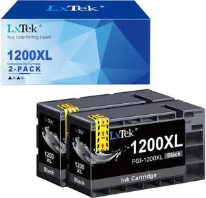 LxTek Compatible Ink Cartridge Replacement for 1200XL PGI-1200 PGI1200XL to use with MAXIFY MB2720 MB2120 MB2320 MB2020 Printer (Black, 2 Pack-High Yield)
