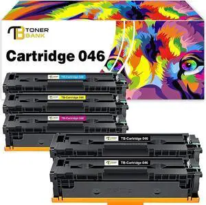 Toner Bank Compatible Toner Cartridge Replacement for 046 046H CRG-046 Color ImageCLASS MF733Cdw MF731Cdw MF733 MF735Cdw LBP654Cdw Printer Ink (Black Cyan Magenta Yellow, 5-Pack)