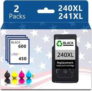 PG240XL CL241XL PG240 CL241 Ink Cartridges Replacement for MG3620 MG4220 MG3220 MG2220 MX392 MX432 MX472 MX512 MG3522 MX522 MX532 PG-240XL CL-241XL Black x 1
