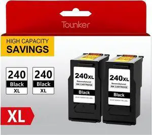 Tounker PG-240XL Remanufactured Ink Cartridge Replacement for 240XL 240 High Capacity for MG3620 MG3600 TS5120 MX472 Printer (2 Black)