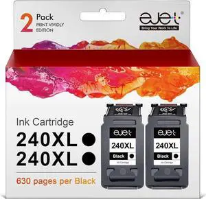 ejet Remanufactured 240XL Black Ink Cartridge Replacement  PG-240XL Black Ink Cartridge for MG3620 MG2120 MG3520 TS5120 MX452 MX512 MX532 MX472 MG3120 MG4120 MX432 Printer (2 Black)