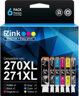E-Z Ink (TM Compatible Ink Cartridge Replacement for PGI-270XL CLI-271XL PGI 270 use with TS9020 TS8020 MG7720 Printer (1 Large Black, 1 Small Black, 1 Cyan, 1 Magenta, 1 Yellow, 1 Gray) 6 Pack
