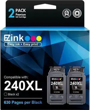 E-Z Ink (TM) Remanufactured Ink Cartridge Replacement for 240 240XL PG-240XL for use with TS5120 MG3620 MG3520 MG3522 MX532 MX452 Printer (2 Black) E-Z Ink (TM) Remanufactured Ink Cartridge Replacement for 240 240XL PG-240XL for use with TS5120 MG3620 MG3520 MG3522 MX532 MX452 Printer (2 Black)