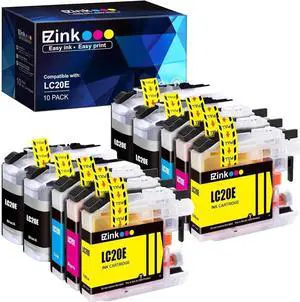 E-Z Ink (TM Compatible Ink Cartridge Replacement for Brother LC20E XXL for use with MFC-J985DW, MFC-J775DW, MFC-J5920DW, MFC-J985DWXL, MFC-J775DWXL(4 Black, 2 Cyan, 2 Magenta, 2 Yellow, 10 Pack)