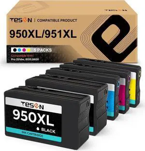 TESEN (950 951) Compatible 950 951 XL Ink Cartridge Replacement for 950XL 951XL Use with Officejet PRO 8610 8600 8100 8620 8630 8640 8660 8615 8625 251dw 271dw 276DW Printer, 5 Pack Color Set