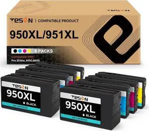 TESEN (950 951) Compatible Ink Cartridge Replacement for 950XL 951XL Use with Officejet Pro 8600 8610 8620 8630 8640 8625 8615 8100 251dw 271dw 276dw Printer, 8 Pack Color Set