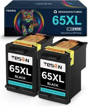 TESEN 65XL Remanufactured 65XL Ink Cartridge Replacement for 65XL 65 XL for use in Envy 5055 5020 5030 5012 DeskJet 3755 2622 2635 3720 3730 5025 AMP 100 105 130 (2 Black Combo)