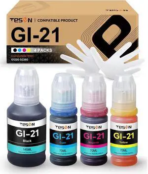 TESEN GI21 Compatible Refill Ink Bottle Replacement for GI21 GI-21 Color Ink Kit for G1220 G2260 G3260 Printer 4-Pack Color