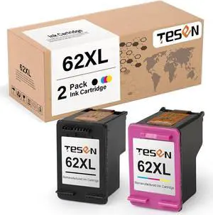 TESEN Remanufactured 62XL Ink Cartridge Replacement for 62 XL 62XL Use with Envy 5643 5660 5664 5665 7640 7643 7644 7645 OfficeJet 5745 5746 8040 200 250 258 Printer (Black and Tri-Color)