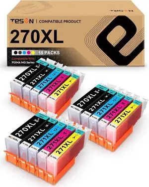 TESEN Compatible Ink Cartridge Replacement for 270 XL 271 XL PGI 270XL CLI 271XL Use with MG6822 MG5722 MG6821 TS6020 TS5020 MG2720 MGB5721 Printer, 15 Pack Color Set
