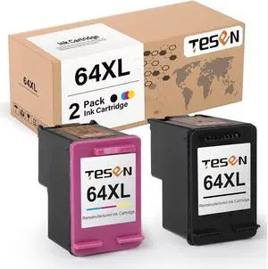 TESEN 64XL Remanufactured 64XL Ink Cartridge Replacement for 64 XL 64XL to use with Envy Photo 6220 6230 62557120 7130 7820 AIO Series Tango X Series Printer