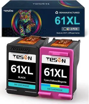 TESEN 61XL Remanufactured 61XL Ink Cartridge Replacement for 61XL 61 XL Use with Envy 4500 4508 5535 DeskJet 1000 1012 1512 Officejet 2620 2624 4630 eAIO Series Printer (1Black+1Color, Combo)