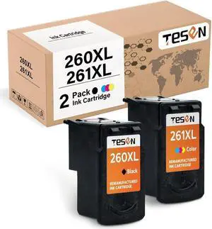 TESEN Remanufactured PG 260XL Ink Cartridge Replacement for PG-260 XL CL-261 XL Use with TR7020 TS6420 TS5320 Inkjet Printer Printer (2 Pack, 1 Black+1 Color)