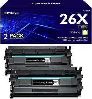 CMYBabee Compatible Toner Cartridge Replacement  26X CF226X 26A CF226A 26A 26X Pro M402n M402dn M402dne M402dw Pro MFP M426fdw M426fdn M426dw (Black, 2-Pack)